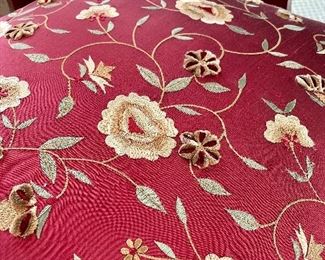SOLD        close up of embroidered floral upholstery on settee
