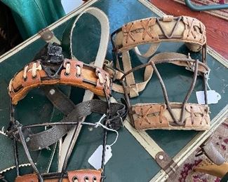 $40 each; collection of vintage, leather, catchers’ masks; come to sale to see them all