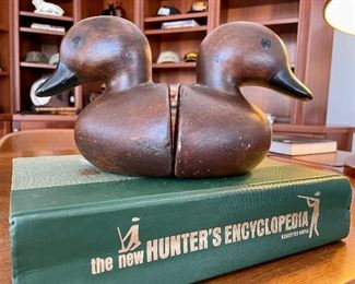 $80; wooden duck head book ends; very heavy; 6” h
