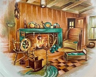 close up of “Colonial Fireside” china detail