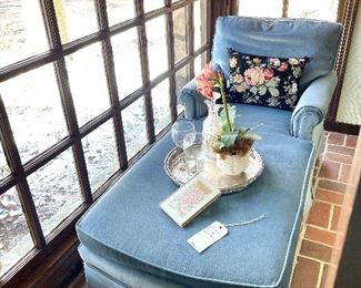 $400 Blue velvet chaise. 