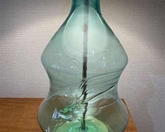 $250; vintage blown glass table lamp; 18”d x 34”h
