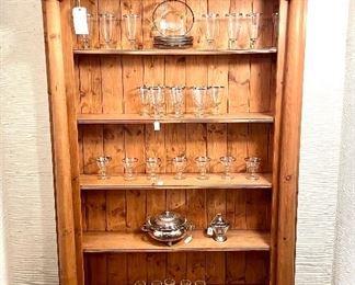 $850 pine display shelf. No manufacturer label present. 