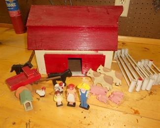 Antique Wooden Farm Set