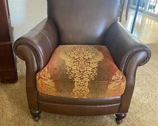 Matching McNabb & Risley leather chair with upholstered seat cushion