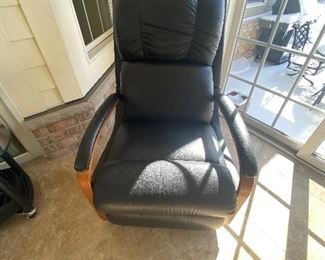 Lazy Boy Recliner leather with wood trim