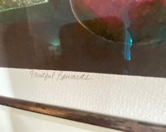 Linda Tullis Mono print-signed, number and framed "Fruitful Rewards"