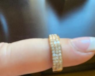 Rose gold and diamond band ring