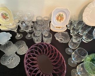 Glassware, crystal and serving bowls and platters