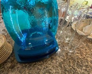 Blue glass dish set