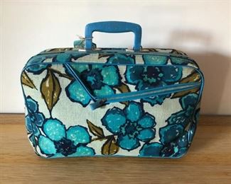 Vintage Blue Floral Suitcase