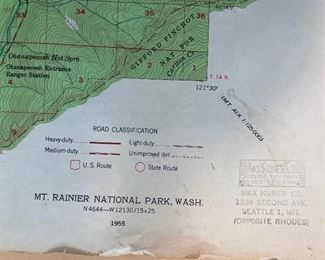 Map of Mt. Rainer National Park, 1955