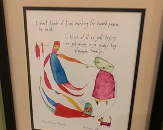 Brian Andreas Art Story People "Big Strange Family" Signed 2003 Watercolor Ink Print