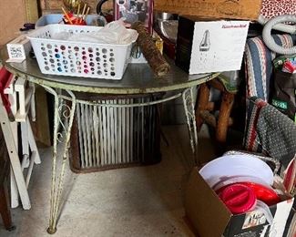 Iron glass top table