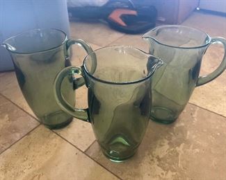 These pitchers are plastic. Great for taking outside 