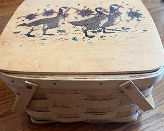 basket with duck motif