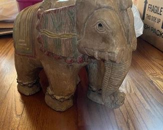 Solid wood and hand carved fantastic elephant