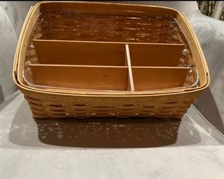 Longaberger basket with plastic liner and dividers