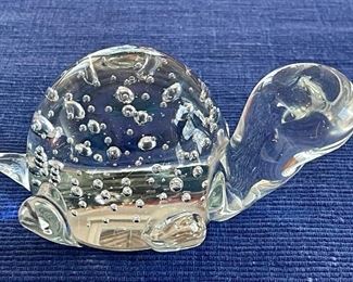 Glass Turtle Paperweight