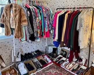 Assorted sized clothing & shoes at this sale!