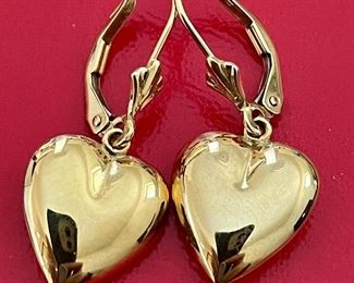 14K gold Heart Earrings