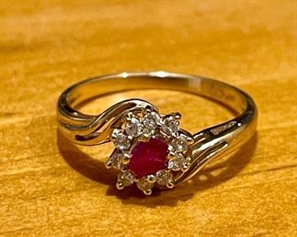14K Ring with Ruby and Diamonds