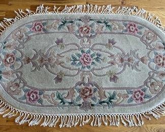 Oval Floral Cotton Fringe Rug (1 Of 2)