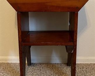 Hand-Made Hard Wood Side Table With Shelf