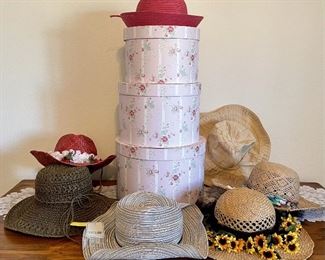 Collection Of Ladies Vintage Hats And Hat Boxes And Holiday