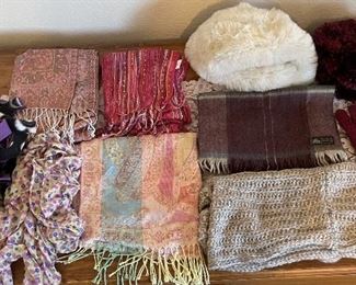 Collection Of Scarves, Hats, And Gloves - 100 Pure Lamb Wool, Cotton, Faux Fur And More