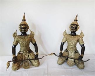 2 Thai Monkey Men Bronze Statues.. 22.5" Tall $1,200.00 for the pair
