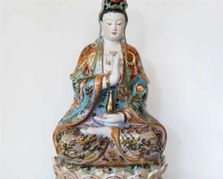 Guan Yin Porcelain Enamel Cloisonne Statue 22"Tall  $250.00