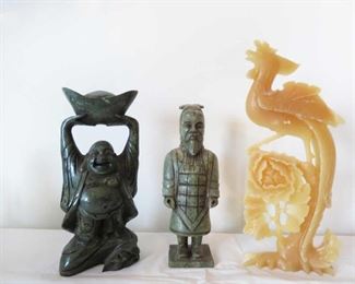 Chinese Hardstone Figurines.. Buddha holding bowl $60.00.. Chinese Scholar $30.00.. Crane $30.00