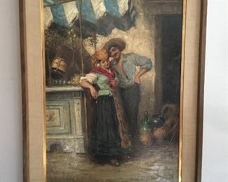 Vintage Oil Painting on Masonite Plywood signed Bertuzzi.  Framed 48in x 32in.