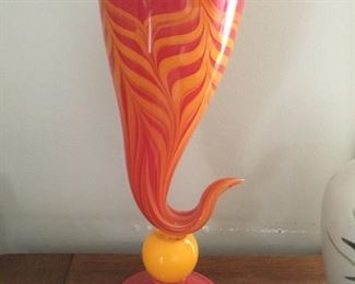 Blown Glass vase by Seattle artist Mark Monson (1957-2013) La Cage aux Folles