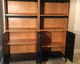IKEA Cabinets with doors open.