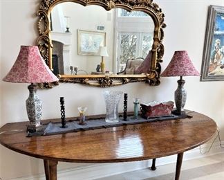 19th  Century Italian gilt framed rectangular wall mirror.  54” Long 40” high.  TABLE IS NOT FOR SALE