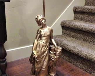 Hollywood Regency Gilded Statute Floor Lamp sign "House of A lbarran"