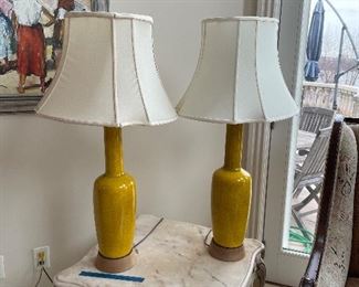 Vintage yellow glaze ceramic table lamp Southwestern