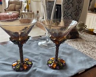 Two saints vintage Swarovski crystal martini glasses. Beautifully bejeweled!!