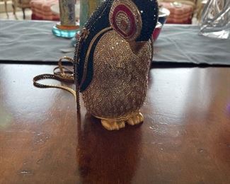 Judith Leiber  beaded Swarovski crystal Minaudiere “Shy Penquin” purse. As seen in the Judith Lieber museum.