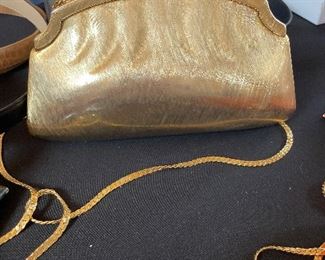 Judith Lieber gold metal vintage clutch