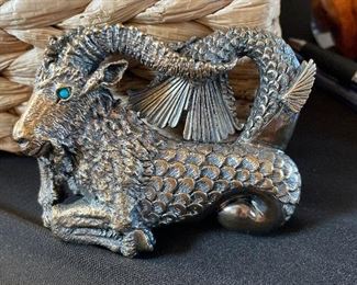 Lana Mark Sterling Silver Miuntain Goat Zodiac Belt Buckel