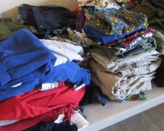 More and more clothing!  Ladies sizes 3x & 4x. Some men and boys clothing too.  Pair of used shoes.  Come look.