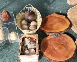Rocks, wood "slices" etc.