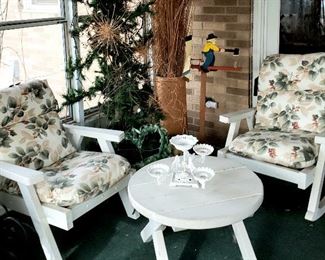 Arm chair, rocker & round table