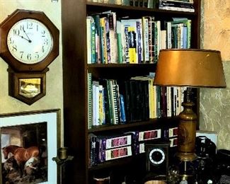 Bookcase, lamp, books etc.