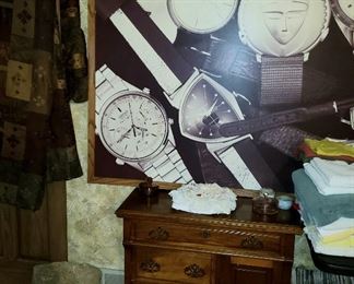 One of 3 different large prints from Time Museum Clock Tower Inn.  Wash stand etc.