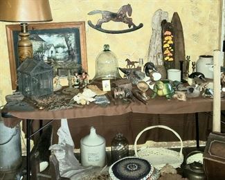 Table & floor full of collectibles