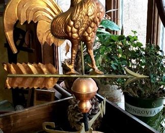 Copper rooster weather vane, 